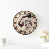 More Wine Please Rustic Vineyard Home Bar Große Wanduhr (Zuhause)