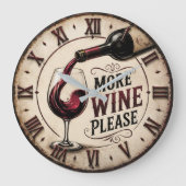 More Wine Please Rustic Vineyard Home Bar Große Wanduhr (Vorderseite)