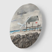 Morecambe Beach Hut Lancashire Badeort Große Wanduhr (Winkel)