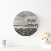 Morecambe Beach Hut Lancashire Badeort Große Wanduhr (Zuhause)