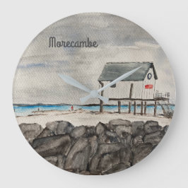 Morecambe Beach Hut Lancashire Badeort Große Wanduhr