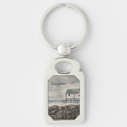 Morecambe Beach Hut Lancashire Badeort Schlüsselanhänger (Vorderseite)