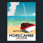 Morecambe, Lancashire Seaside Poster<br><div class="desc">Morecambe,  Lancashire British Seaside Poster eines alten Holzbootes am Sandstrand während eines angenehmen warmen Tages.</div>