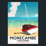 Morecambe, Lancashire Seaside Poster<br><div class="desc">Morecambe,  Lancashire British Seaside Poster eines alten Holzbootes am Sandstrand während eines angenehmen warmen Tages.</div>