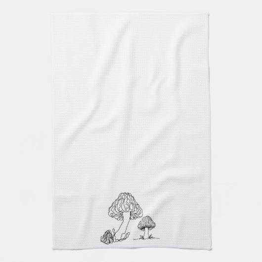 Morel Foraged Mushrooms | Entwurf der handgezeichn Geschirrtuch (Vertikal)