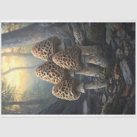 Morel Fungus Mushrooms Illustration Decoupage Seidenpapier (Vorderseite)