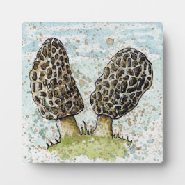 Morel Mushroom Aquarelldruck mit Ständer Fotoplatte