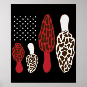 Morel Mushroom Hunter Fungi USA 4. Juli Morels Poster