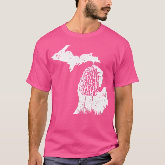 Morel Mushroom Hunter Michigan Karte Morchella T-Shirt (Vorderseite)