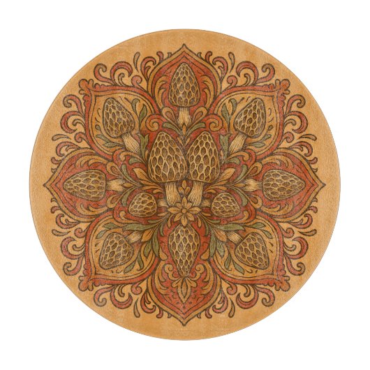 Morel Mushroom Mandala Schneidebrett (Vorderseite)