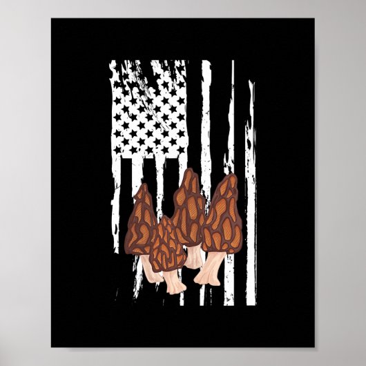 Morel Mushroom Patriotic American USA Flag Poster (Vorne)