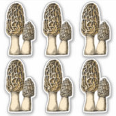 Morel Mushroom Vintag Botanische Illustration Aufkleber (Vorderseite)