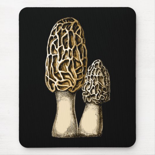 Morel Mushroom Vintag Botanische Illustration Mousepad (Vorne)