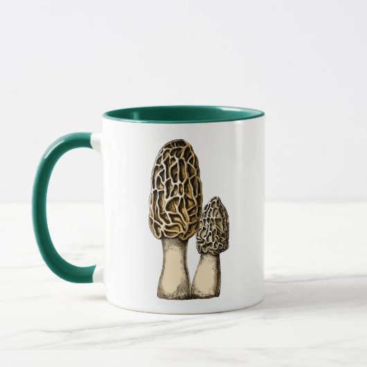 Morel Mushroom Vintag Botanische Illustration Tasse (Links)