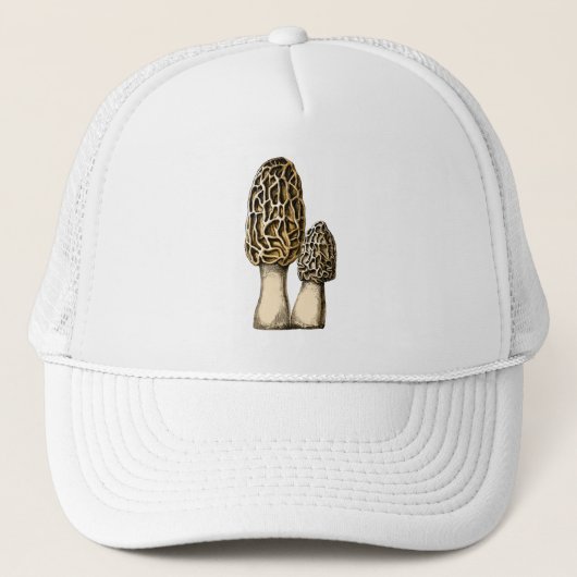 Morel Mushroom Vintag Botanische Illustration Truckerkappe (Vorderseite)