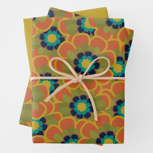 Morelia Blume Retro Floral Pattern Geschenkpapier Set (Beispiel)