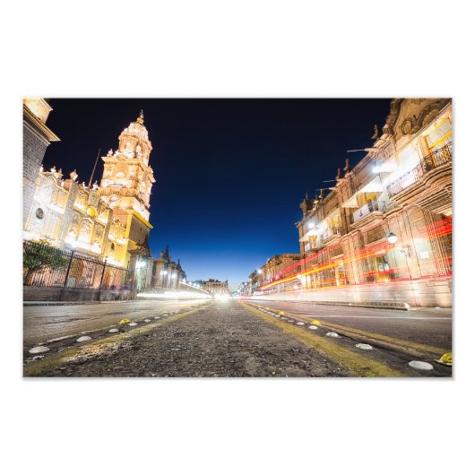 Morelia Michoacan Staat bei Nacht Fotodruck (Vorne)