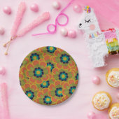 Morelia Retro Blumenmuster Burnt Orange Pappteller (Party)