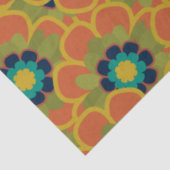Morelia Retro Blumenmuster Burnt Orange und Blue Seidenpapier (Ausschnitt)