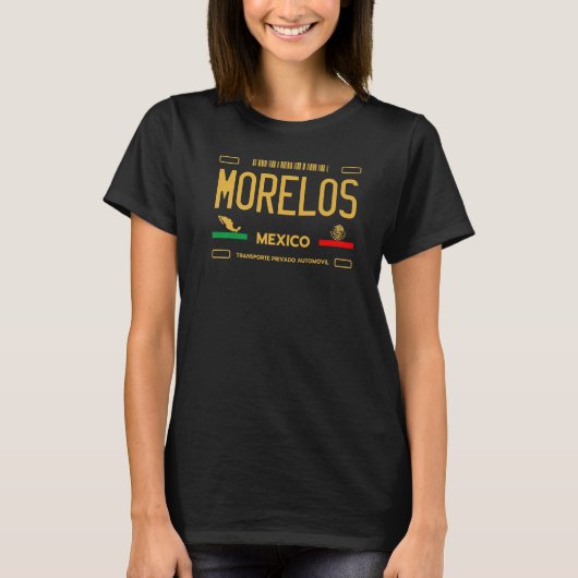 Morelos Mexico License Platin Ästhetische Morelos T-Shirt (Vorderseite)
