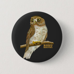 Morepork Ruru New Zeland Bird Button