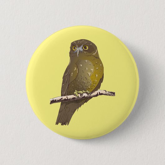 Morepork RURU NZ bird Button (Vorderseite)