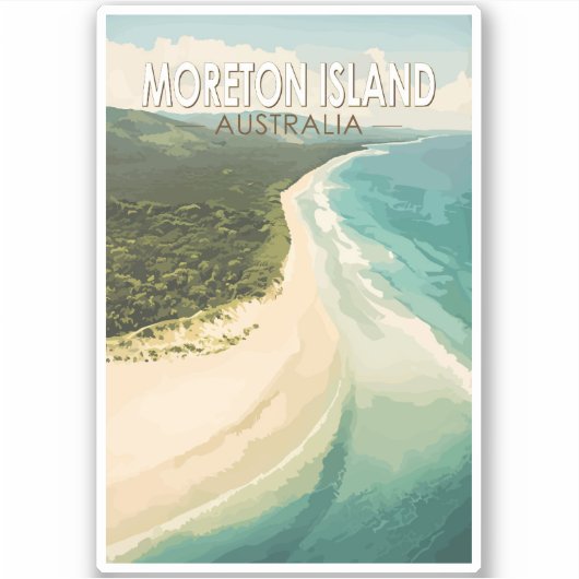 Moreton Island Australia Reisen Art Vintag Aufkleber (Vorderseite)