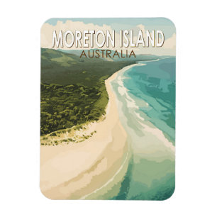 Moreton Island Australien Reise Kunst Vintage Magnet