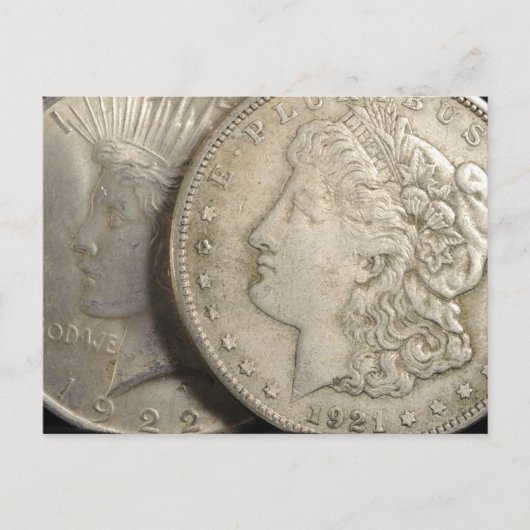 Morgan and Liberty Silver Dollars Postkarte (Vorderseite)