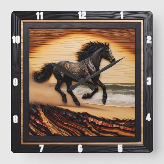 Morgan Dash am Strand: Gebrannte Kunst Quadratische Wanduhr (Vorderseite)