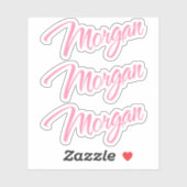 Morgan Decorative Name in Pink x3 Aufkleber (Blatt)