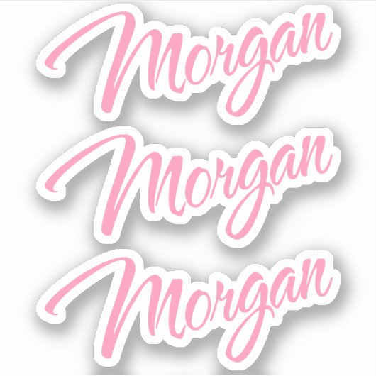Morgan Decorative Name in Pink x3 Aufkleber (Vorderseite)