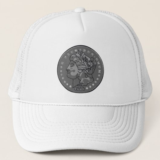 Morgan Dollar Gray Round Coin Truckerkappe (Vorderseite)