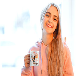 Morgan name Mug &golden flower.Letter M-writ u na Tasse