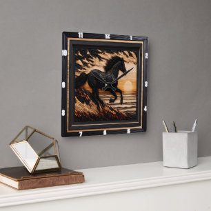 Morgan Shore Sprint: Textured Burned Style Quadratische Wanduhr