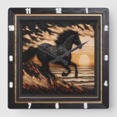 Morgan Shore Sprint: Textured Burned Style Quadratische Wanduhr (Vorderseite)