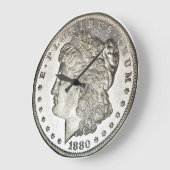 Morgan Silver Dollar Clock without Numbers Große Wanduhr (Winkel)