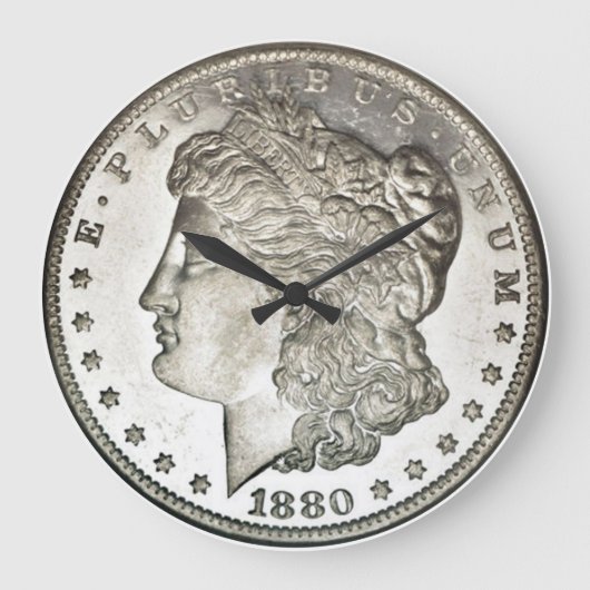 Morgan Silver Dollar Clock without Numbers Große Wanduhr (Vorderseite)