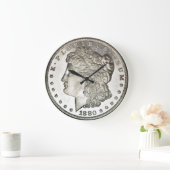Morgan Silver Dollar Clock without Numbers Große Wanduhr (Zuhause)
