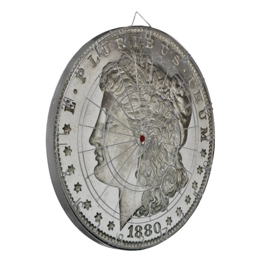 Morgan Silver Dollar Image auf Dartboard Dartscheibe (Vorderseite Links)