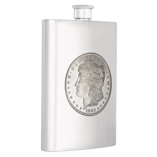Morgan Silver Dollar Image auf Flask Flachmann (Rechts)