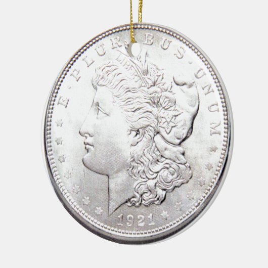 MORGAN SILVER DOLLAR KERAMIK ORNAMENT (Links)