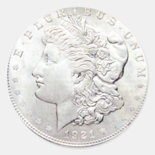 MORGAN SILVER DOLLAR RUNDER AUFKLEBER