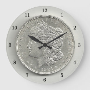 Morgan-Silver-Dollar-Uhr 1921 Große Wanduhr