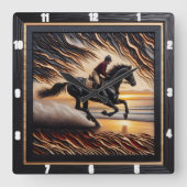 Morgan Water Gallop: Charred Grain Artwork Quadratische Wanduhr (Vorderseite)