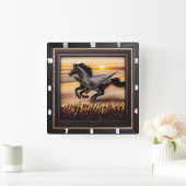 Morgan Wave Chase: Texturierter Holzeffekt Quadratische Wanduhr (Zuhause)