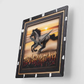 Morgan Wave Chase: Texturierter Holzeffekt Quadratische Wanduhr (Winkel)