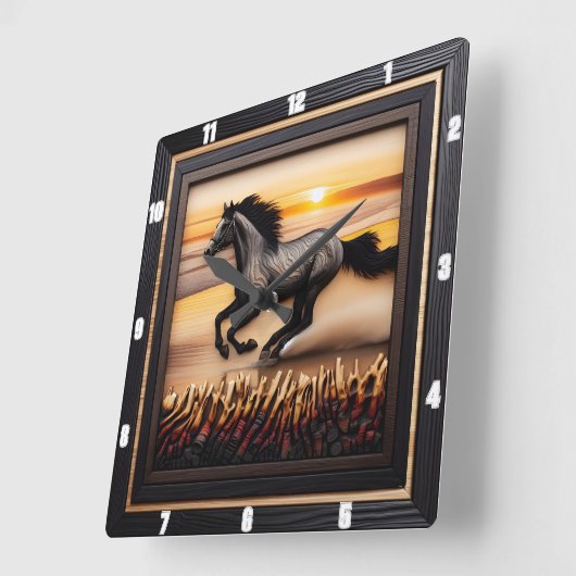 Morgan Wave Chase: Texturierter Holzeffekt Quadratische Wanduhr (Winkel)