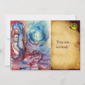 MORGANA Lady and Dragon Parchment Yellow Gem Einladung (Vorderseite)