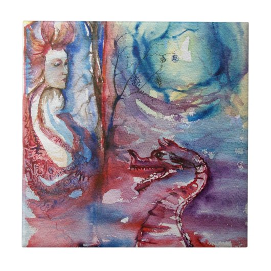 MORGANA / Magie und Geheimnis, rosa Blaue Fantasie Fliese (Vorderseite)